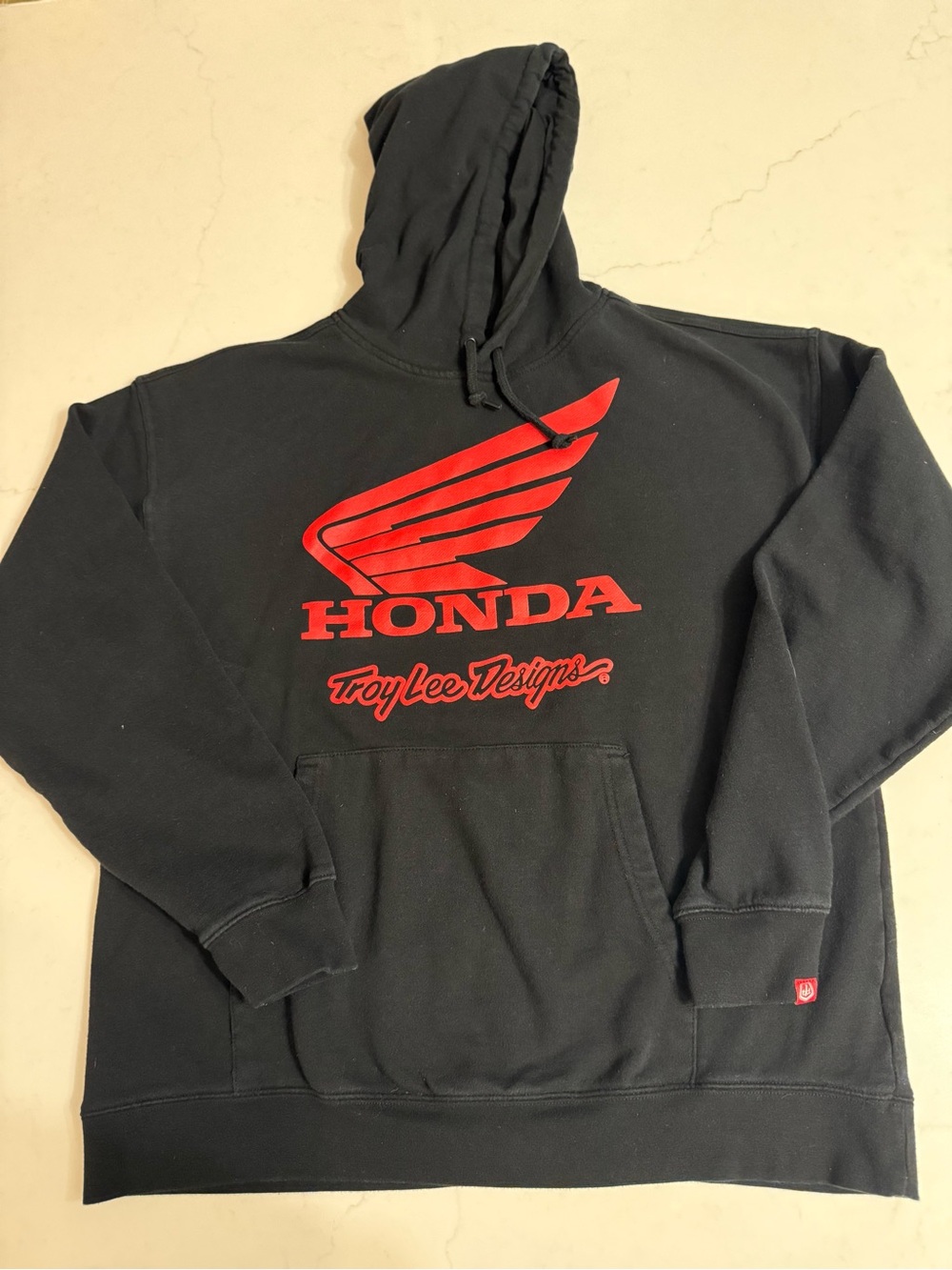 Honda Troy Lee Designs Black Pullover Hoodie with Red Logo